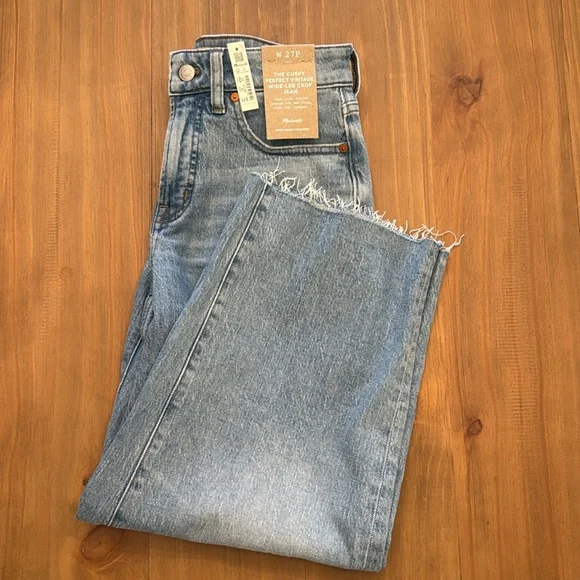 Madewell The Curvy Vintage Wide-Leg Crop Jeans - Altoona Wash Size 27 Petite - Picture 2 of 9